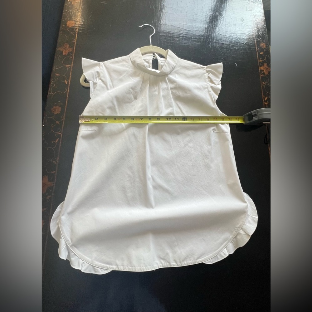 Shanghai Tang Elegant White Ruffle Blouse Size 40 (4) - Picture 5 of 7
